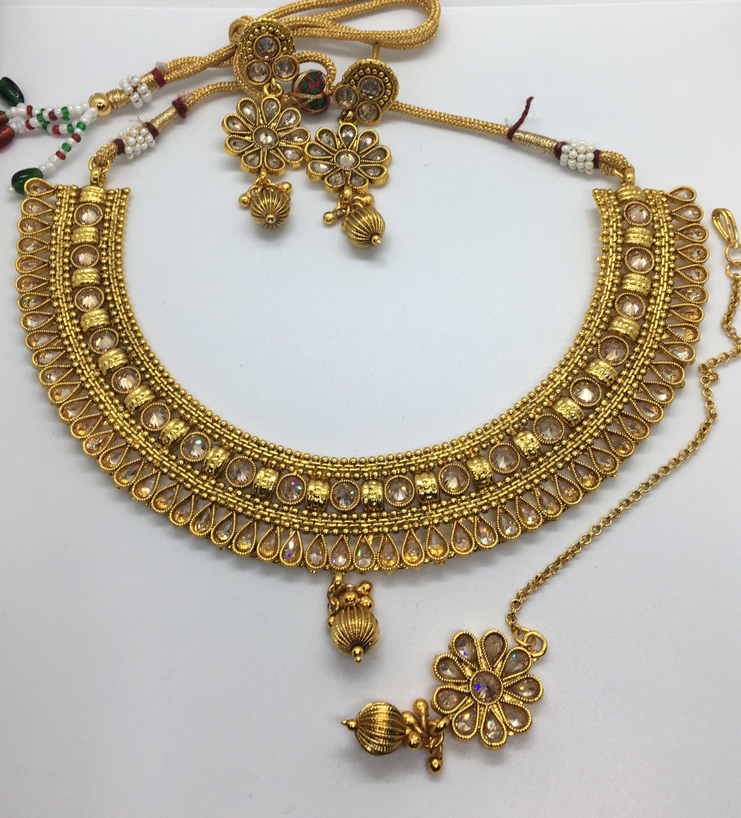 Mohini Necklace and Earring Set with Tikka - BinnyStyles